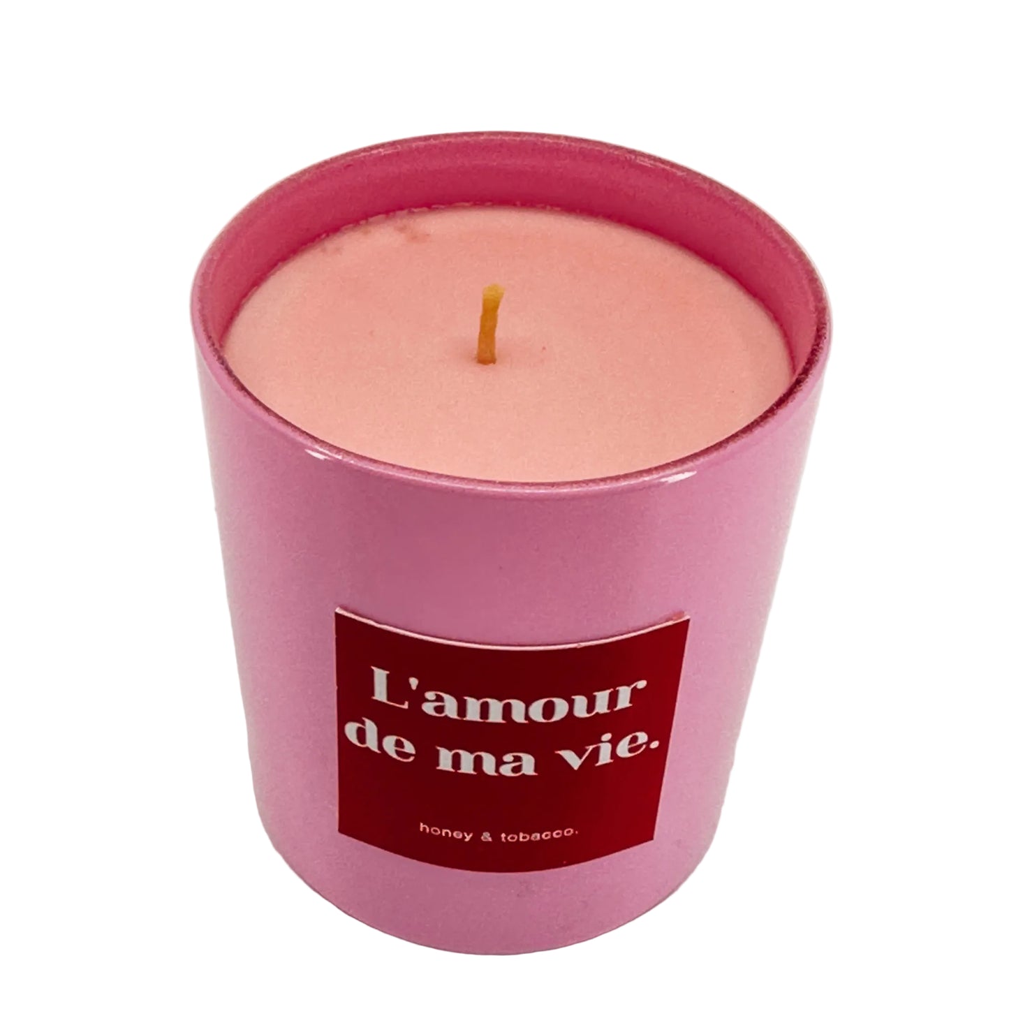 L’amour De Ma Vie Pink Scented Glass Candle – Honey & Tobacco