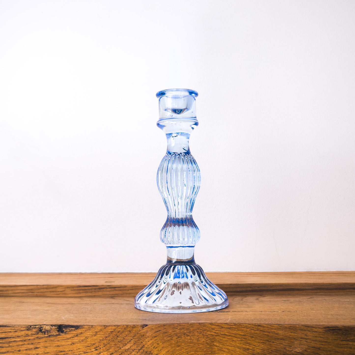Blue Vintage Glass Dinner Candle Holder
