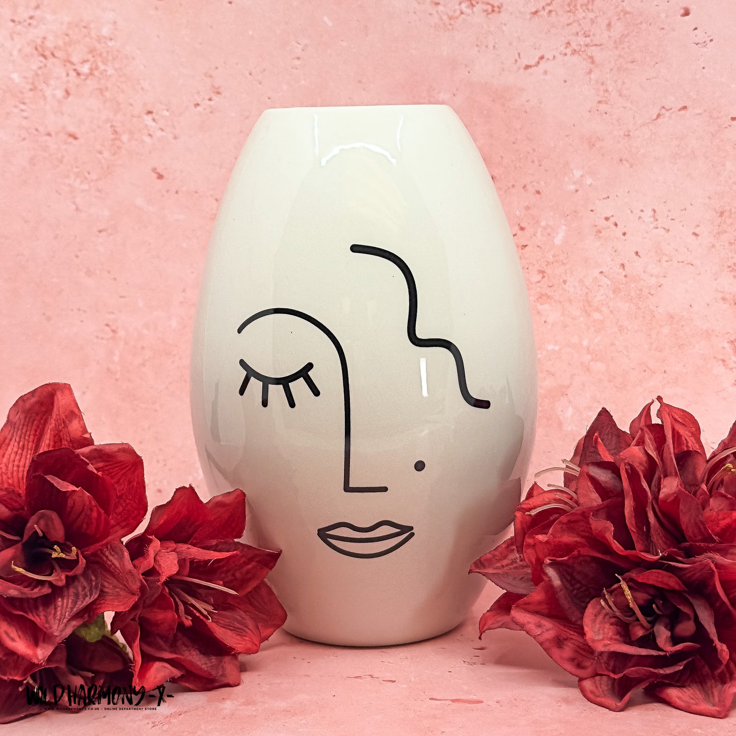 Abstract Face Ceramic Vase – 20cm