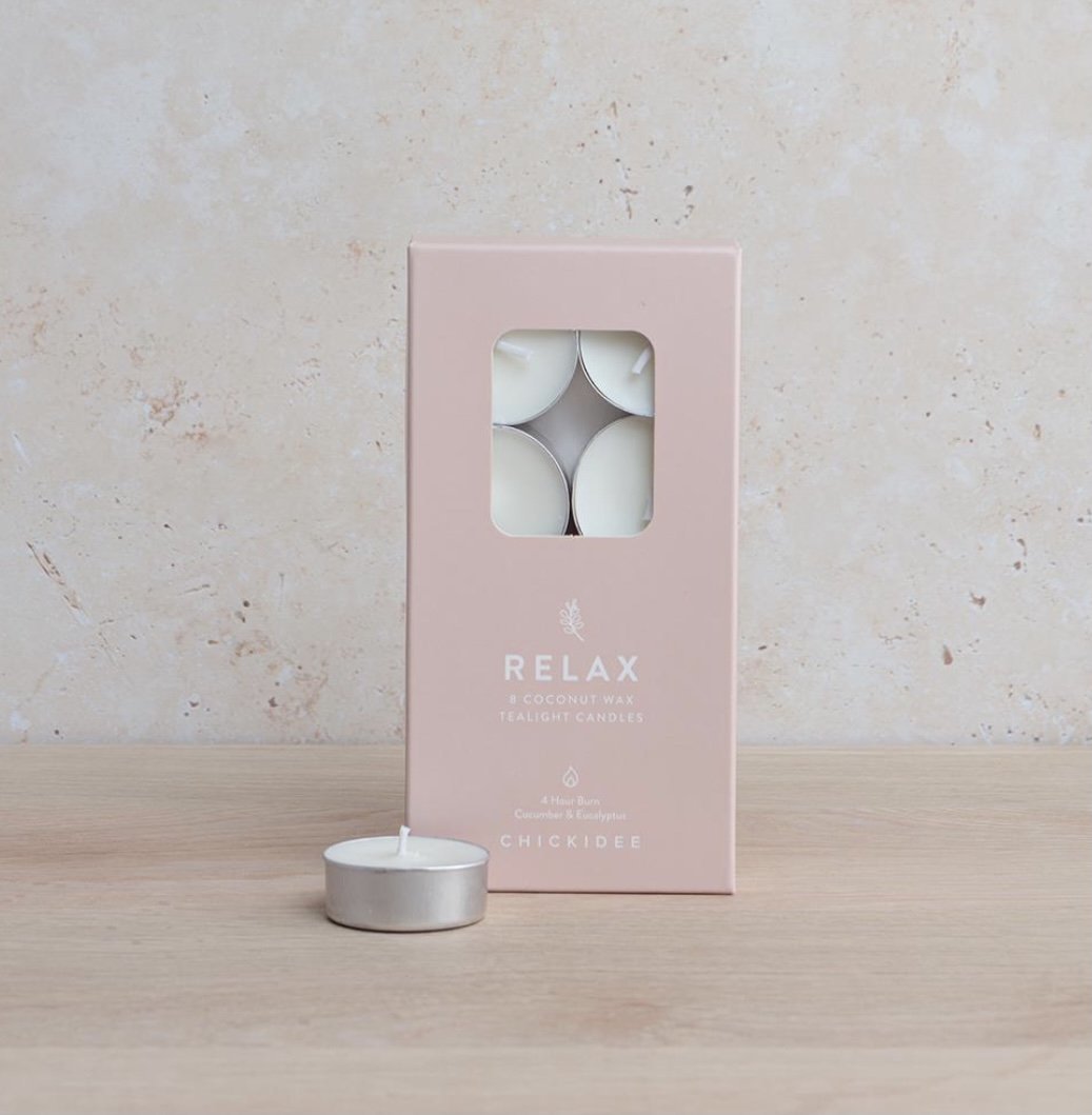Relax Scented Tealight Candles – Pack of 8