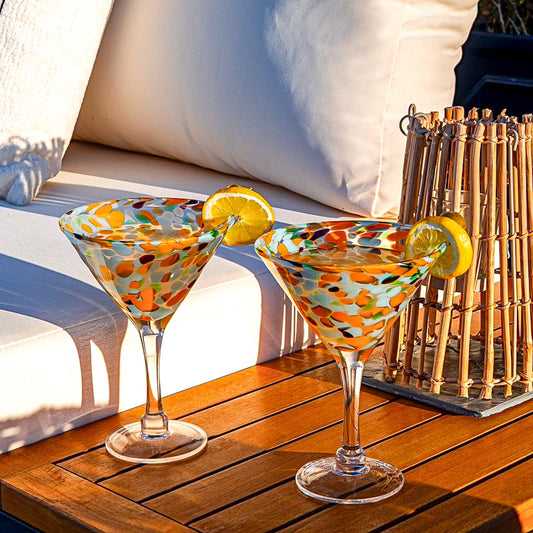 Large Citrus Orange Martini Glasses - Set Of 4