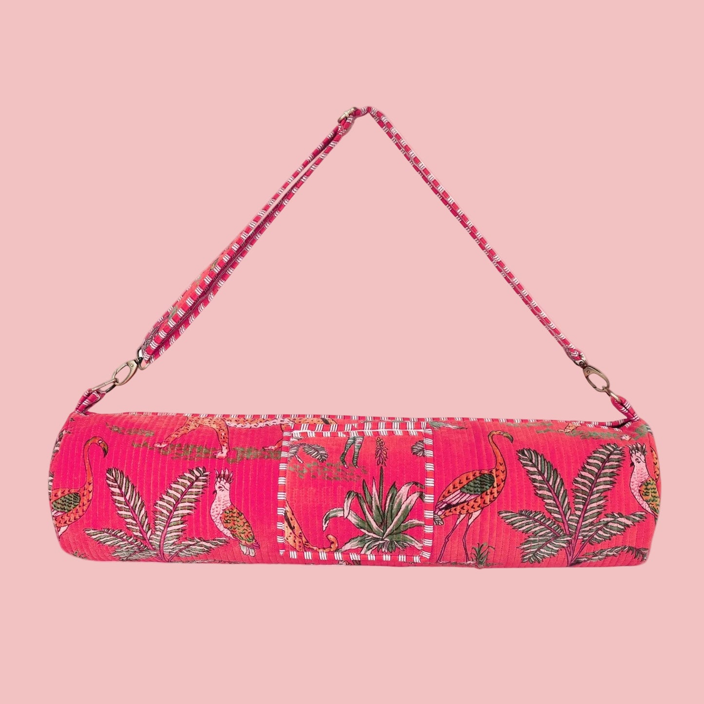 Deep Pink Velvet Yoga Mat Bag – Jungle Print
