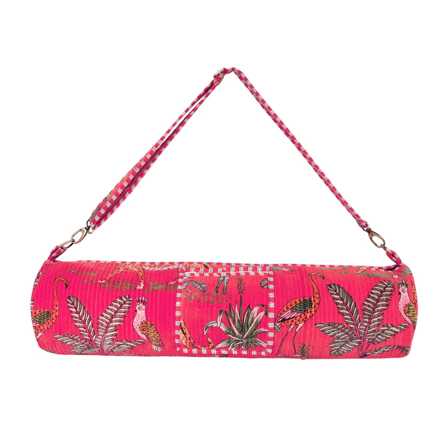 Deep Pink Velvet Yoga Mat Bag – Jungle Print