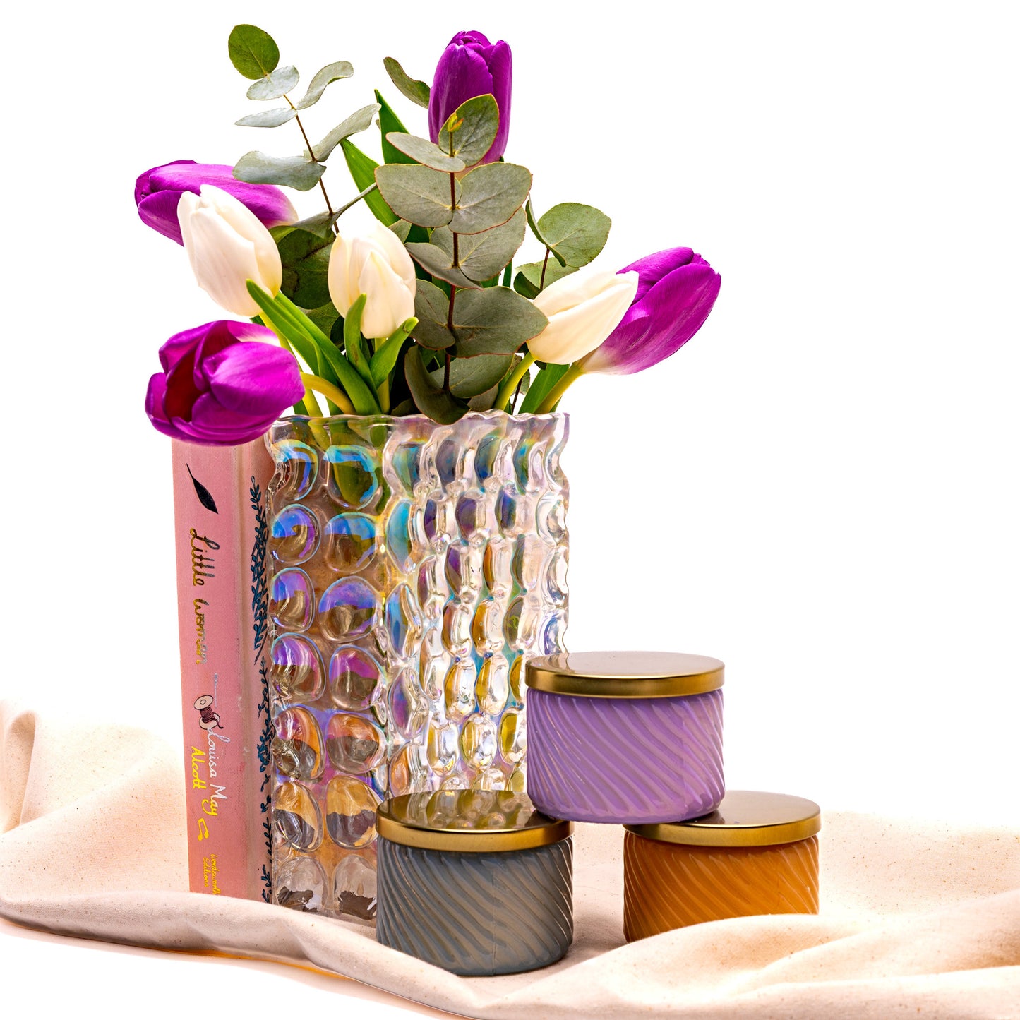 Pearl Textured Book Vase – Decorative Glass Vase