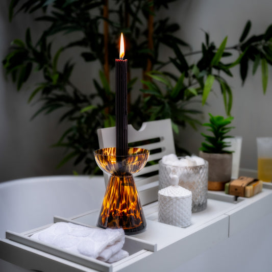 Pillar Candle Holder: Leopard Print