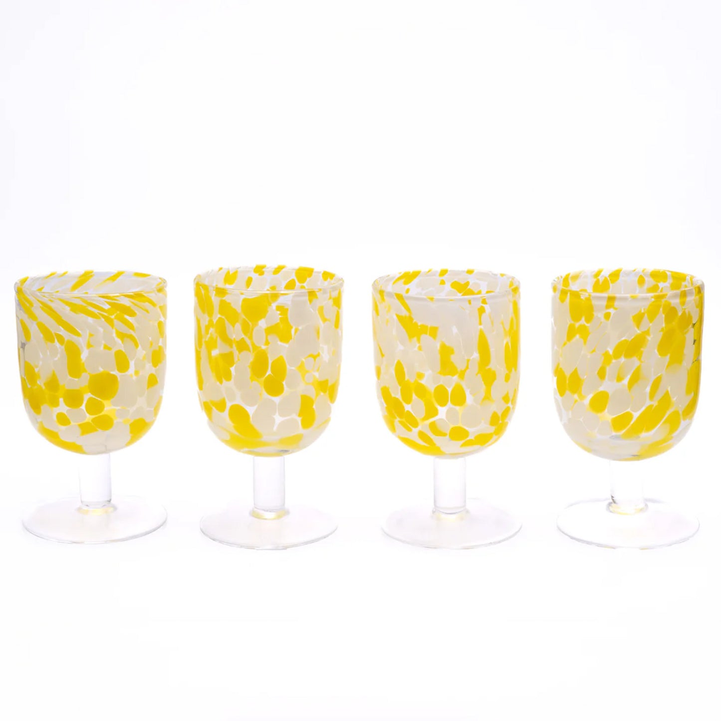 Lemon Yellow Short Stem Wine Glasses – Set of 4