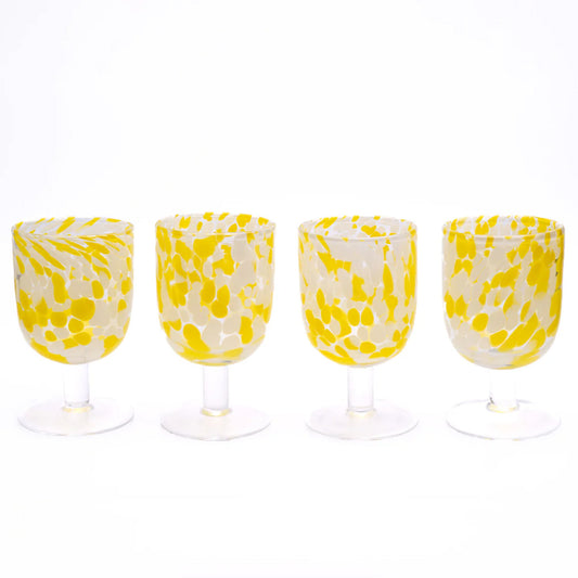 Lemon Yellow Short Stem Wine Glasses – Set of 4