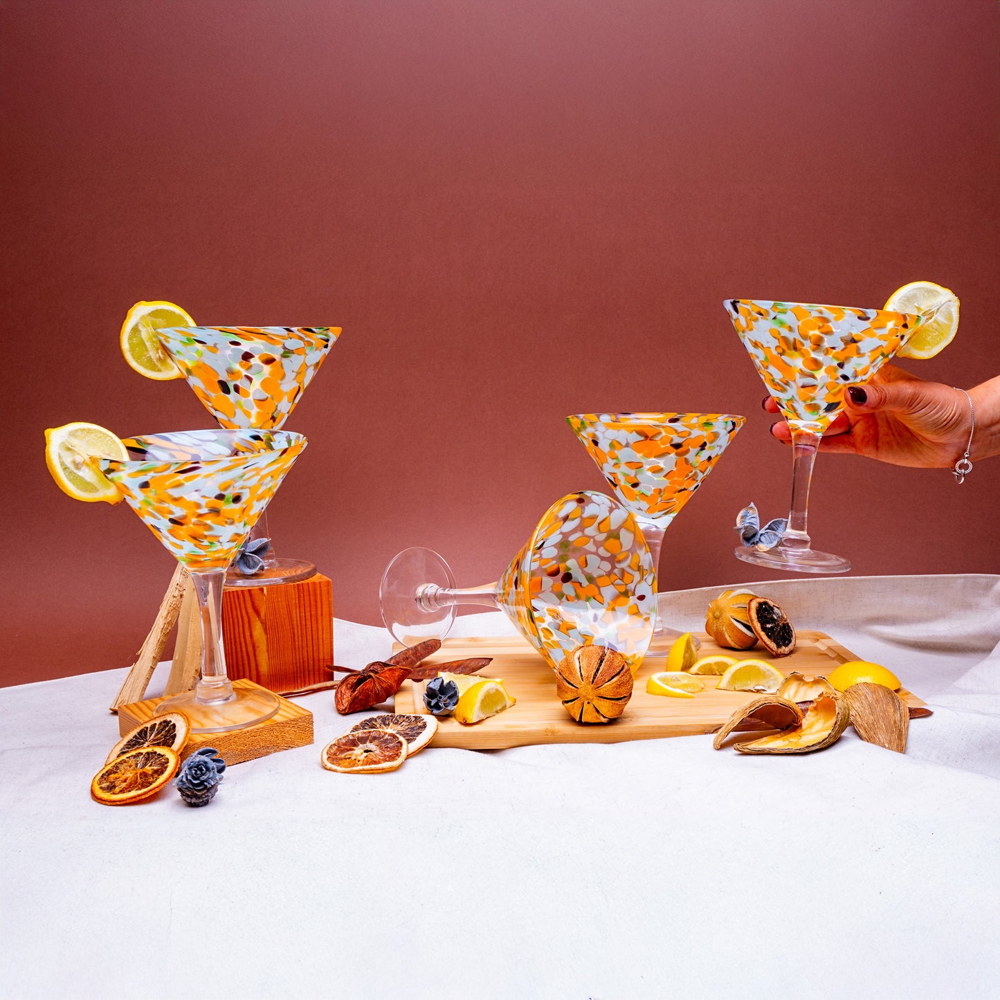 Citrus Orange Martini Glasses – Set of 4