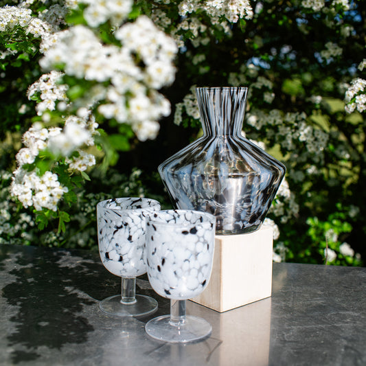 Set of 4 Short-Stem Wine Glasses: Dalmatian Print