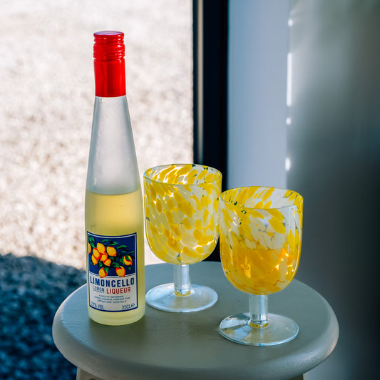 Set of 4 Short-Stem Wine Glasses: Lemon Yellow