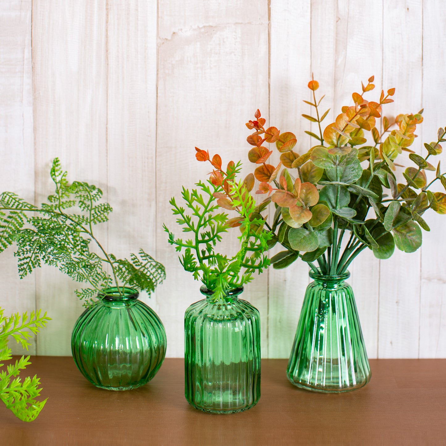 Green Glass Bud Vases – Set of 3