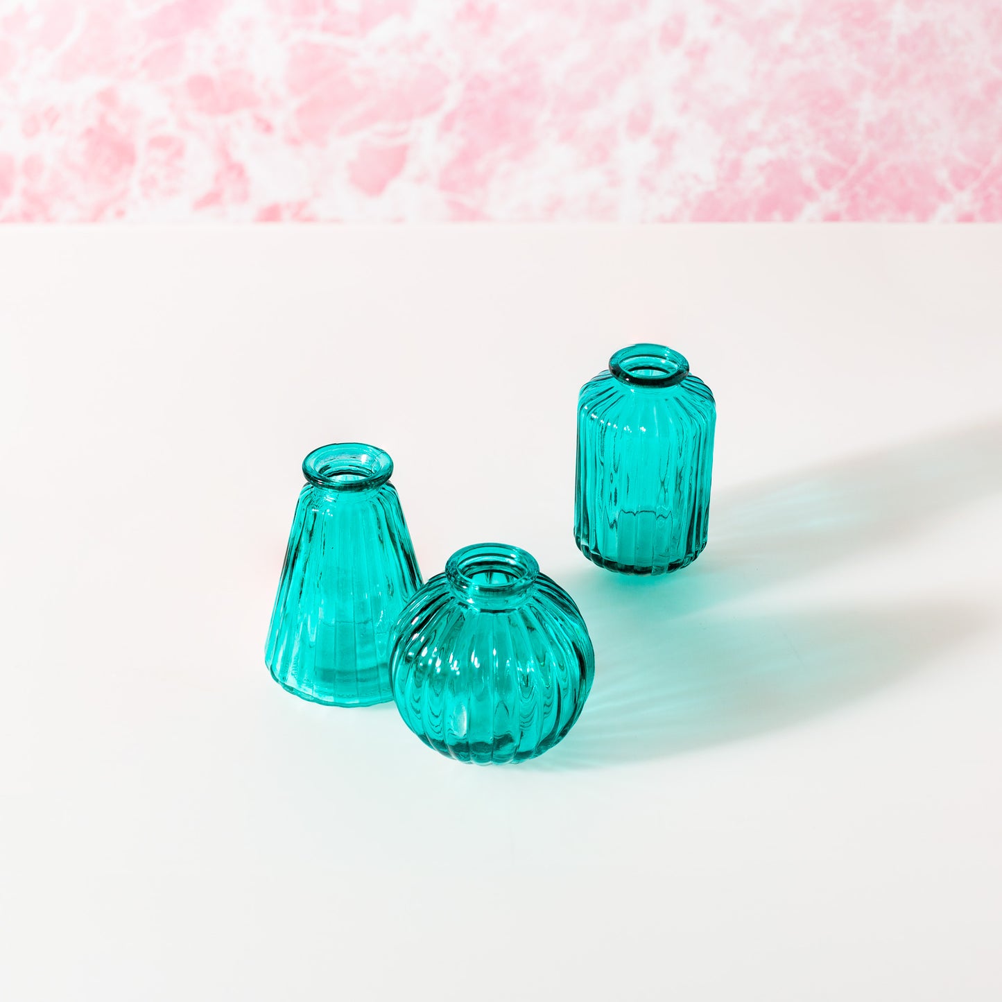 Turquoise Glass Bud Vases – Set of 3