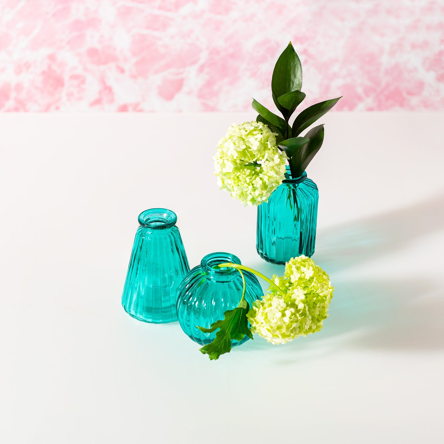 Turquoise Glass Bud Vases – Set of 3