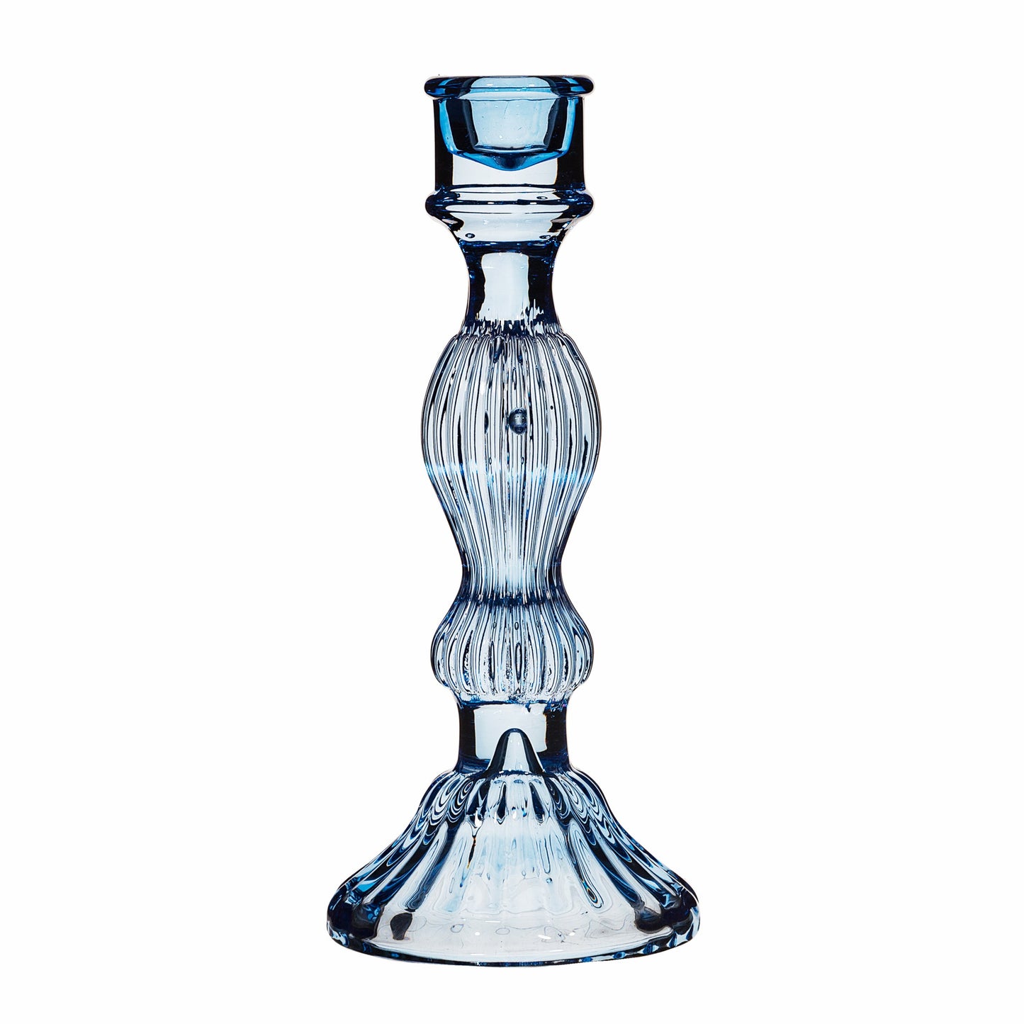 Blue Vintage Glass Dinner Candle Holder