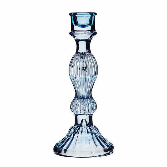Blue Vintage Glass Dinner Candle Holder