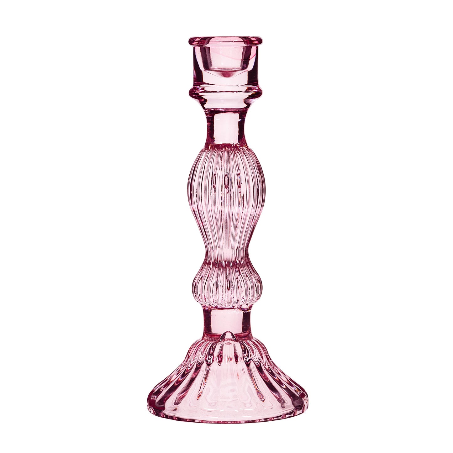 Light Pink Vintage Glass Dinner Candle Holder