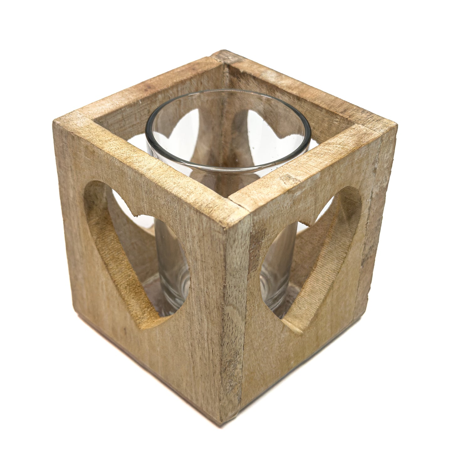 Wooden Heart Cut-Out Tealight Candle Holder