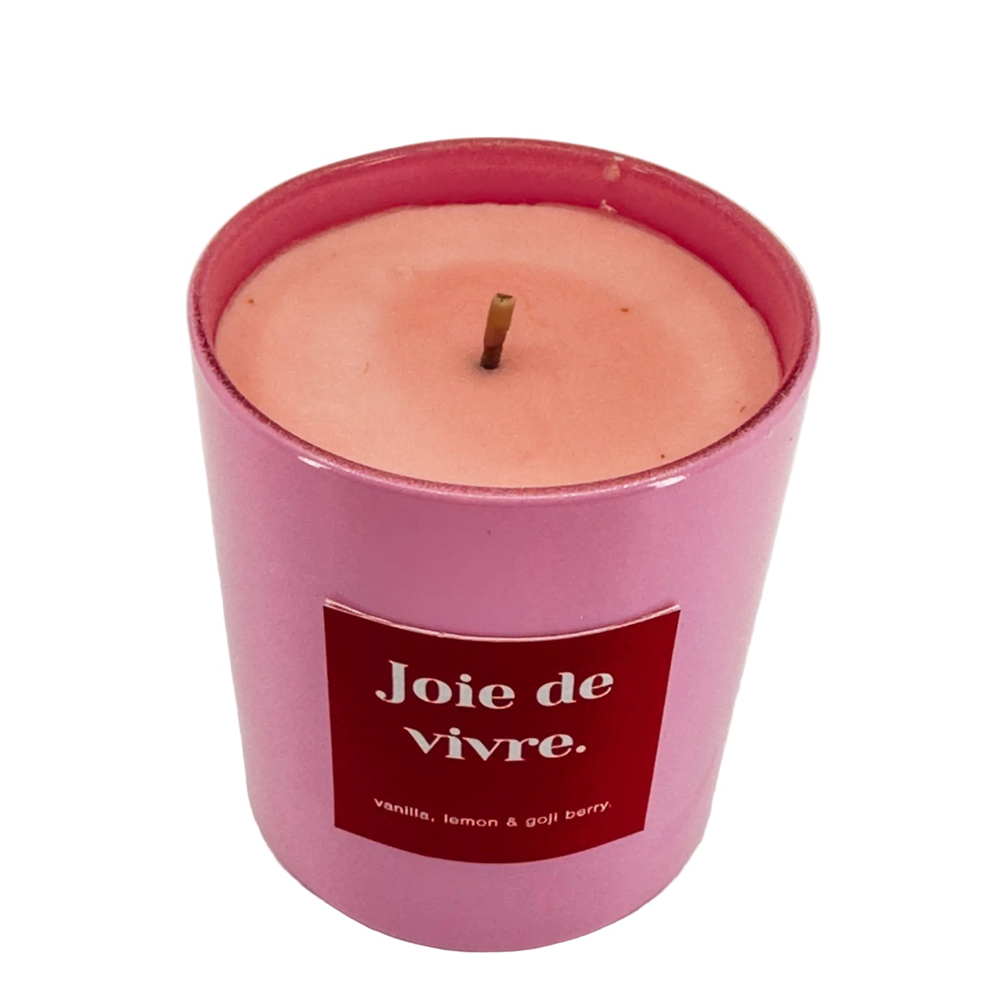 Joie De Vivre Pink Scented Glass Candle – Vanilla, Lemon & Goji Berry