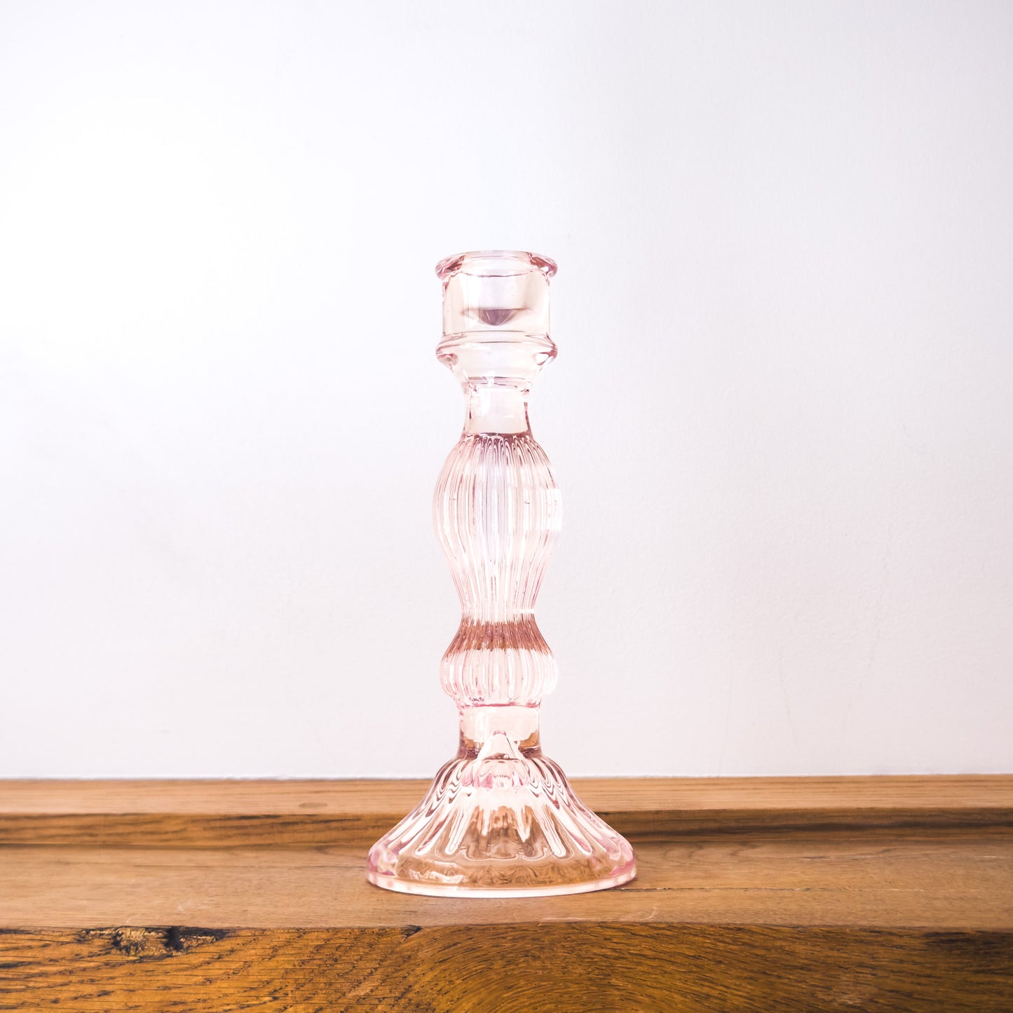 Light Pink Vintage Glass Dinner Candle Holder