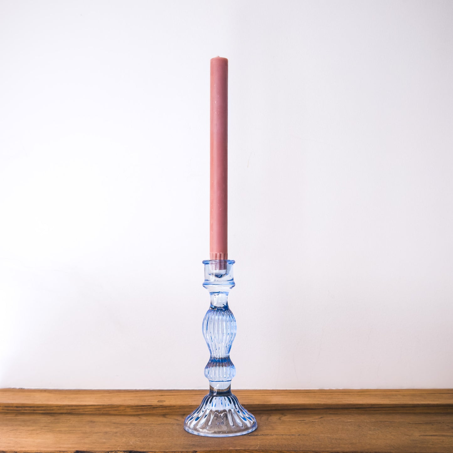 Blue Vintage Glass Dinner Candle Holder