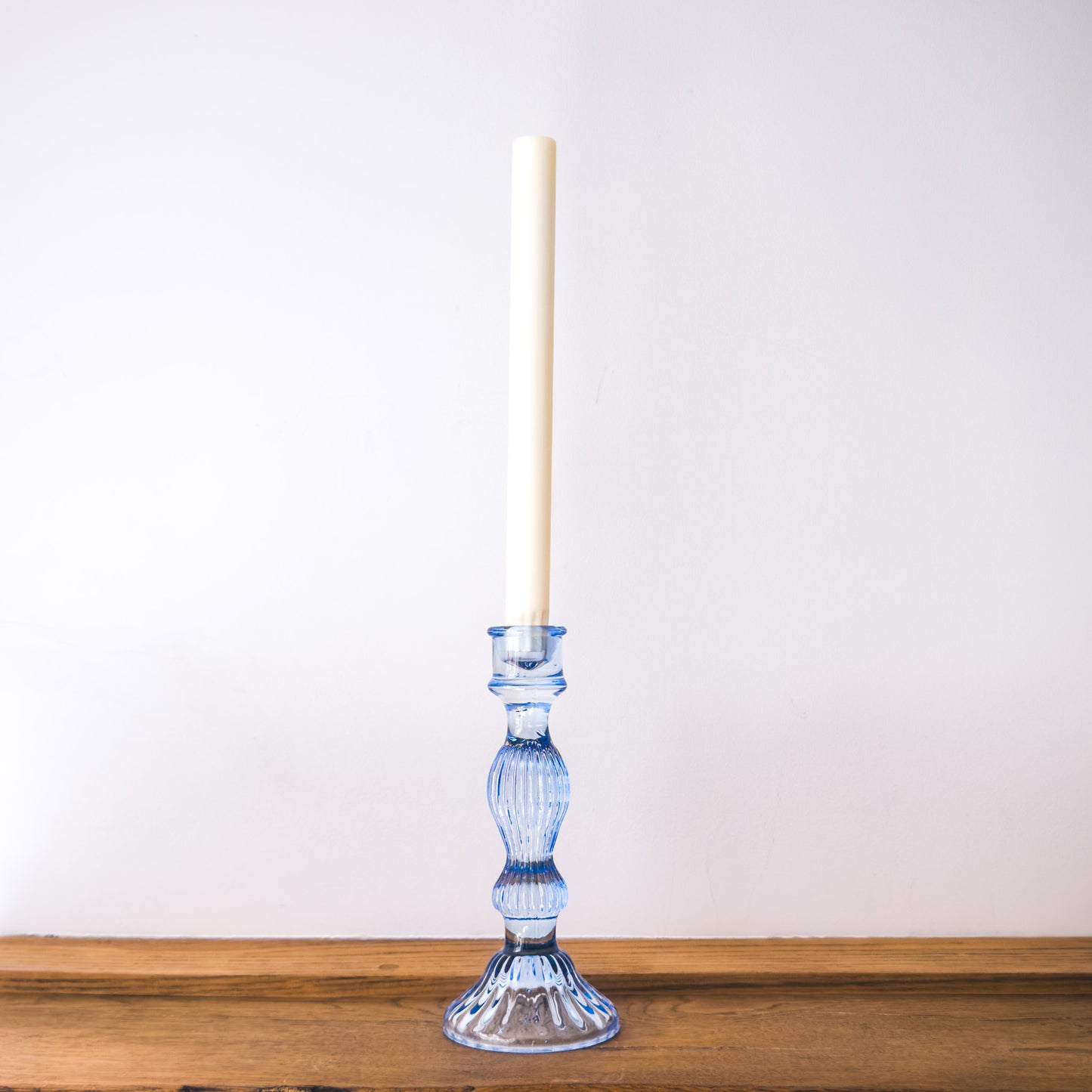 Blue Vintage Glass Dinner Candle Holder