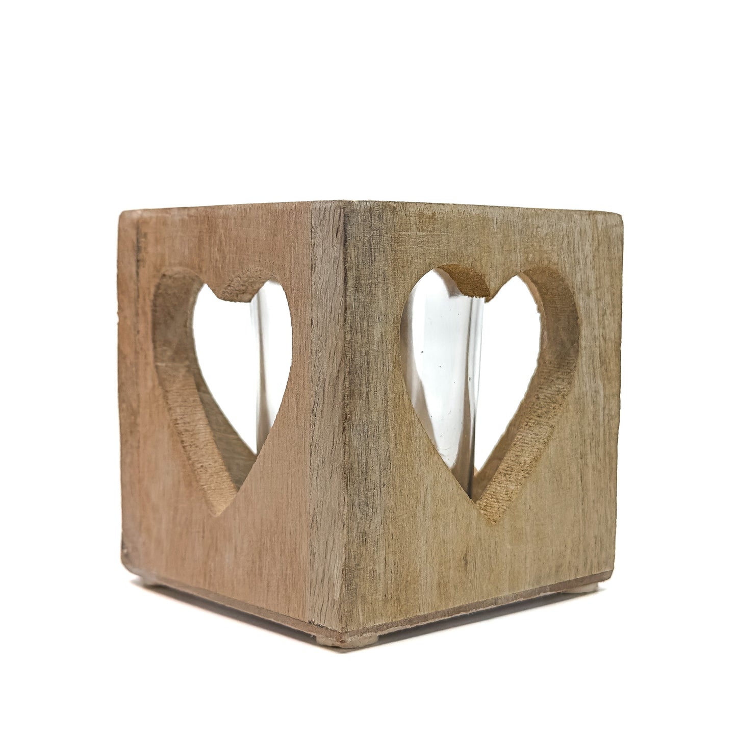 Wooden Heart Cut-Out Tealight Candle Holder