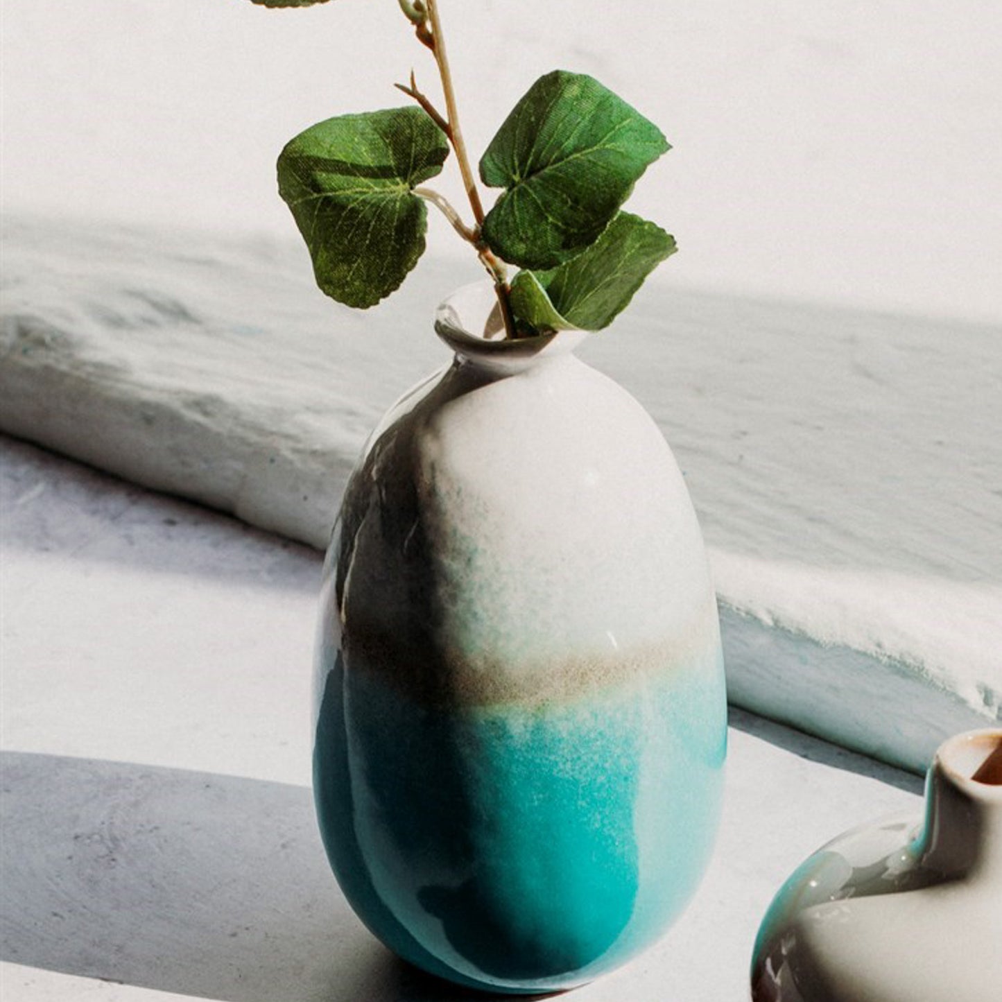 Turquoise Ombre Ceramic Vase – 12cm