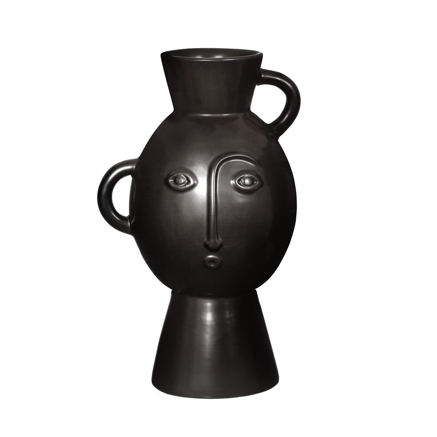 Black Amira Face Vase – Matte Decorative Ceramic Vase