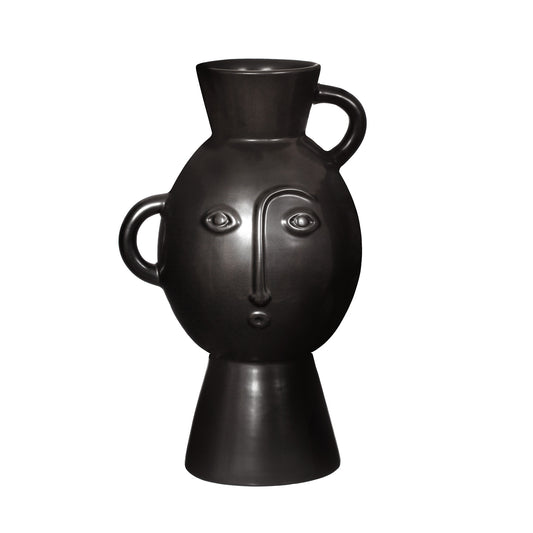 Black Amira Face Vase – Matte Decorative Ceramic Vase