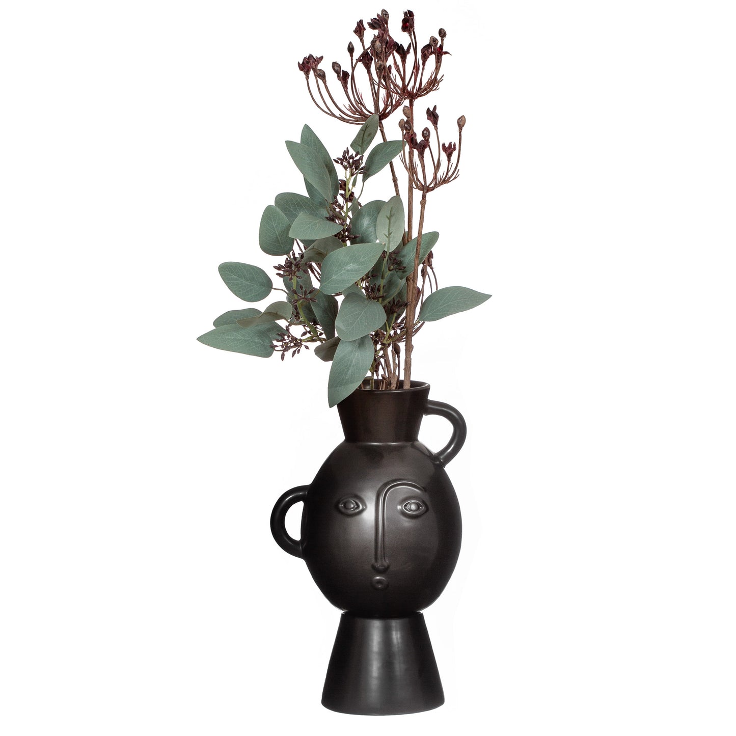 Black Amira Face Vase – Matte Decorative Ceramic Vase