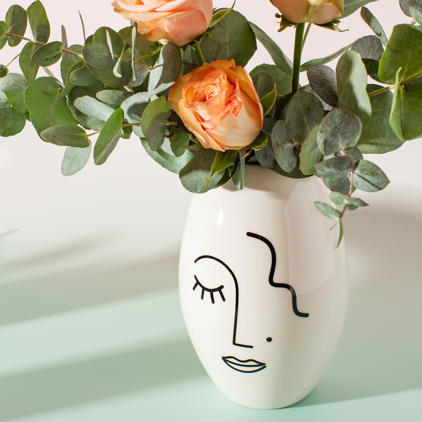 Abstract Face Ceramic Vase – 20cm