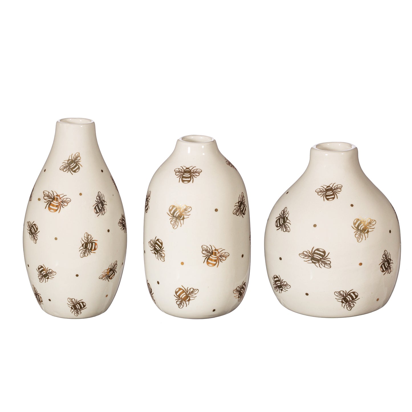 Set of 3 Queen Bee Ceramic Mini Vases