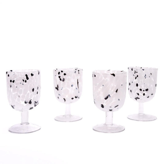 Dalmatian Print Short Stem Wine Glasses – Set of 4