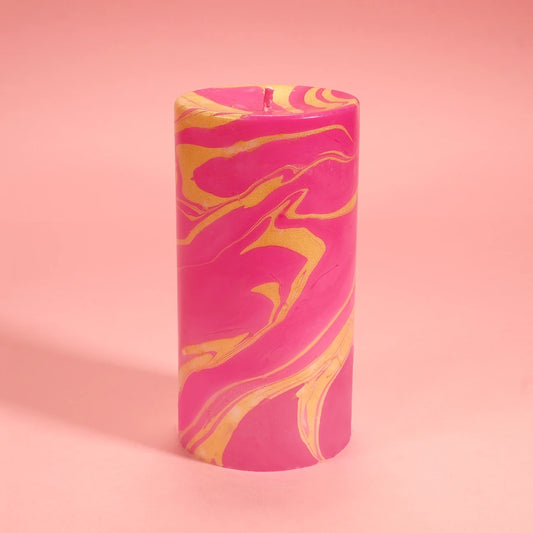 Deep Pink Matcha Latte Marble Candle